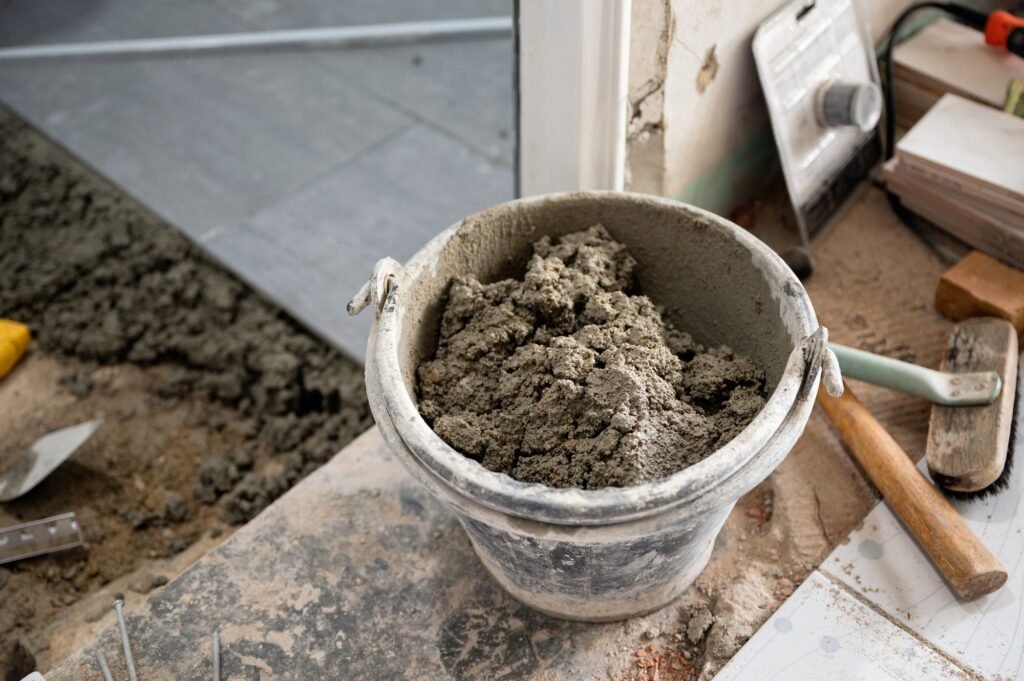 Cement in can with tools preparation install tile